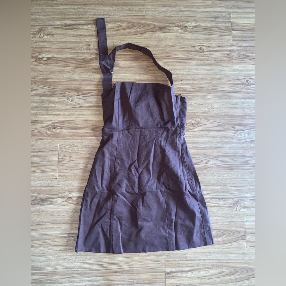 NWT Peppermayo Julianna Linen Mini Dress  Chocolate US 2